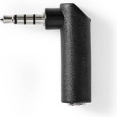 Nedis Stereo-Audioadapter - 3,5 mm Male - 3,5 mm Female - Vernikkeld - 90° Gehoekt - Metaal - Zwart - 1 Stuks - Doos