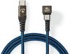 Nedis USB-Kabel - USB 2.0 - USB-C Male - USB-C Male - 480 Mbps - Verguld - 1.00 m - Rond - Gevlochten / Nylon - Blauw / Zwart - Cover Window Box