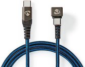 Nedis GCTB60700BK10 Usb 2.0-kabel Type-c™ Male Naar Type-c™ Male 180°-aansluiting Voor Gaming 1,0 M Rond Gevlochten Zwart-blauw
