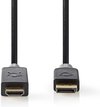 Nedis DisplayPort-Kabel - DisplayPort Male - HDMI Connector - 4K@30Hz - Verguld - 3.00 m - Rond - PVC - Antraciet - Doos
