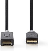 DisplayPort Mâle, HDMI Connecteur, 4K@30Hz, Plaqué or, 3.00 m, Rond, PVC, Anthracite, Boîte