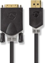 Nedis DisplayPort-Kabel - DisplayPort Male - DVI-D 24+1-Pins Male - 4K@30Hz - Verguld - 2.00 m - Rond - PVC - Antraciet - Window Box