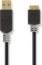 Nedis USB-Kabel - USB 3.2 Gen 1 - USB-A Male - USB Micro-B Male - 5 Gbps - Verguld - 2.00 m - Rond - PVC - Antraciet - Doos