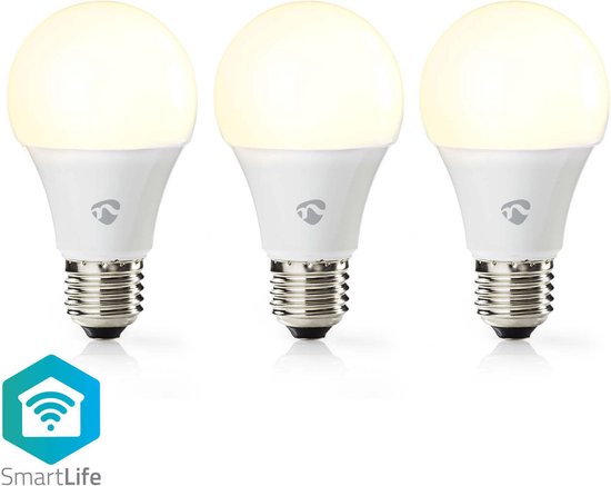 Nedis SmartLife LED Bulb - Wi-Fi - E27 - 800 lm - 9 W - Warm Wit - 2700 K - Android / IOS - A60 - 3 Stuks