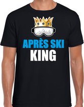 Apres ski t-shirt Apres ski King zwart  heren - Wintersport shirt - Foute apres ski outfit/ kleding/ verkleedkleding M