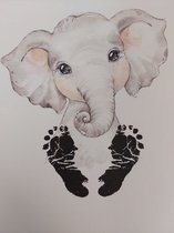 Canvas poster afdruk setje - olifant - voetafdrukjes maken - inkt afdrukjes - babyshower - kraamcadeau