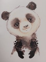 Canvas poster afdruk setje - panda - voetafdrukjes maken - inkt afdrukjes - babyshower - kraamcadeau