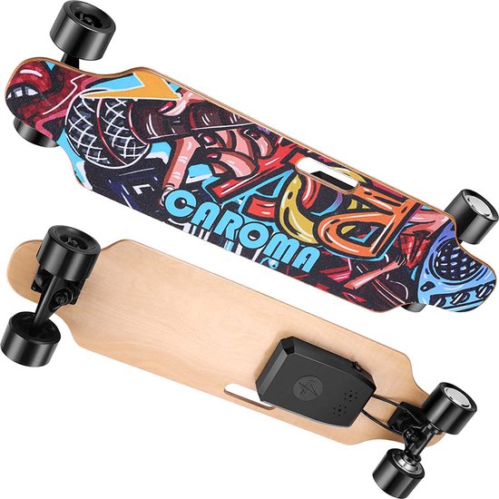 Lupio® Elektrisch skateboard - PU-wielnaaf Skateboard met twee motoren en afstandsbediening 29.4V 4000Mah lithiumbatterij