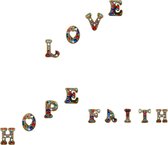 Diamond Painting "JobaStores®" Sleutelhanger Letters Love Hope Faith (13 stuks)