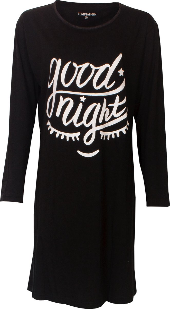 Temptation Dames Bigshirt nachthemd Zwart - Maten: