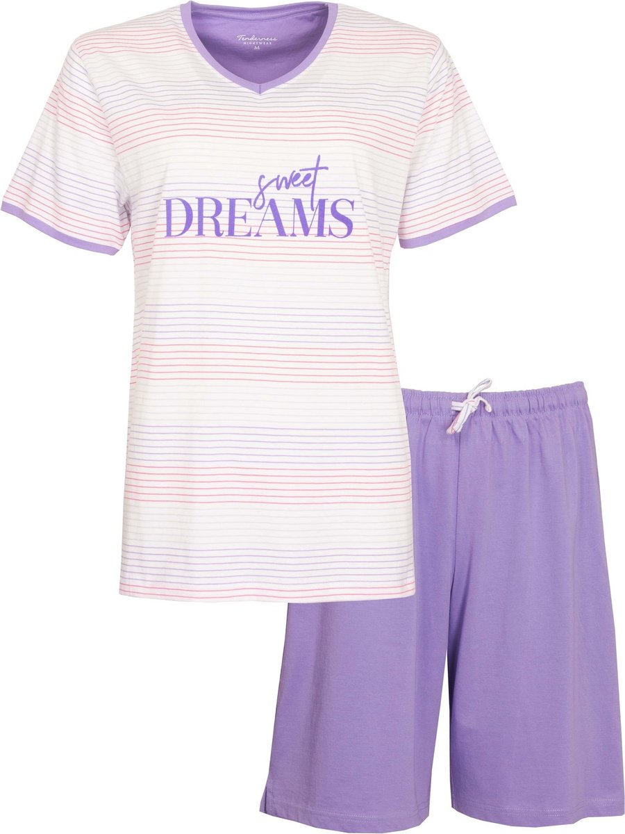 Tenderness Dames Shortama - Pyjama Set - Paars - Maat S
