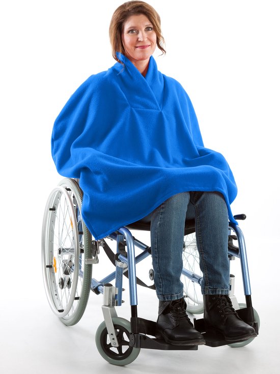 Foto: Rolstoelcape fleece winter poncho fleece dames poncho aangepaste rolstoel cape blauw