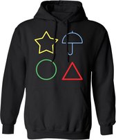 Hoodie Sweater | Squid Game Inspired | Triangle Star Circle Umbrella | Maat 152 (12-13 jaar)