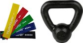Tunturi - Fitness Set - Weerstandsbanden 5 stuks - Kettlebell 4 kg