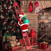 Klimmende kerstman - Kerstman - Kerstdecoratie - Kerstboom - Kerstdecoratie voor binnen - Met zang & licht