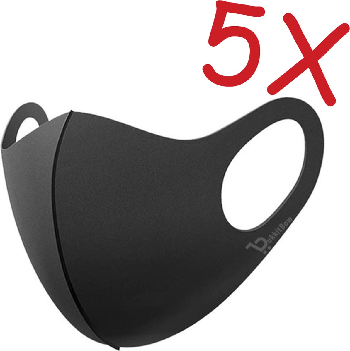 OMEGA - Wasbare mondkapjes - 5 Wasbare en herbruikbare mondkapjes - One Size - Mondkapje / Mondmasker - Zwart