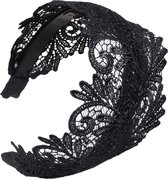 Jessidress® Luxe Diadeem met kant Haar Diademen Feestelijke Hoofdband Dames Haarband - Zwart
