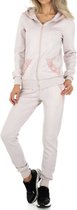 Dames huispak/vrijetijdspak met rits en capuchon S 34-36 beige