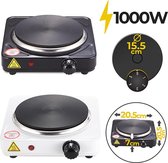 Jago - Elektrische kookplaat 1000W met Oververhittingsbeveiliging - 5 Temperatuurniveaus - Enkele Kookplaat - Minikookplaat - Gietijzer - Zwart