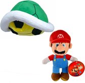 Super Mario Bros Pluche Knuffel Set: Mario + Koopa Schildpad Groen 25 cm | Mario Luigi Nintendo Plush Toy | Speelgoed knuffeldier knuffelpop voor kinderen | mario odyssey party kar