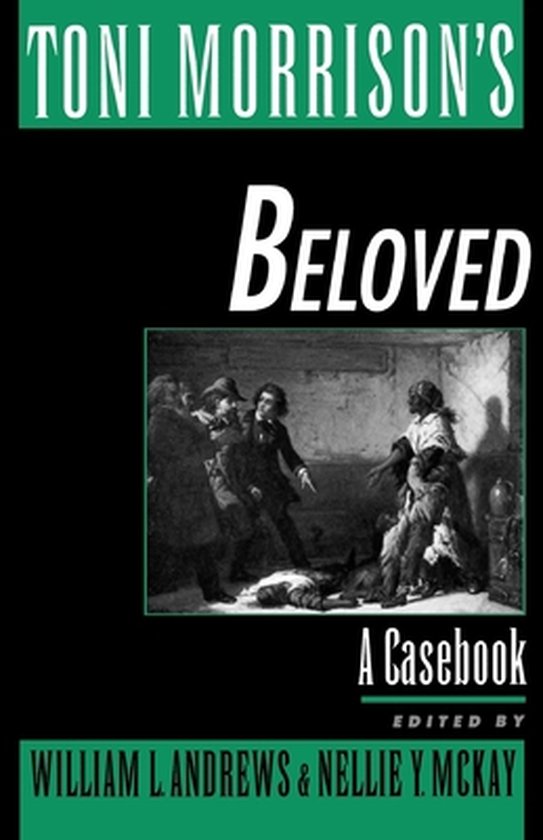 Boekomslag 'Beloved A Casebook' door William L Andrews & Nellie Y McKay. Bevat een afbeelding van een scène met meerdere personen.