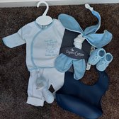 Het blije snoetje - babygeschenkset - babygiftset - kraamcadeau - blauw