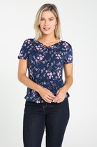 Cassis - Female - T-shirt met bloemenprint  - Marineblauw