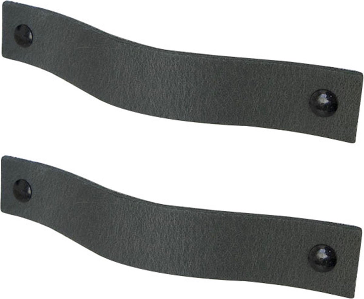 2x Leren handgrepen 'platte greep' - maat L (22,2 x 2,5 cm) - VINTAGE GREY - incl. 3 kleuren schroefjes (handgreepjes - leren grepen - greepjes - leren lusjes)
