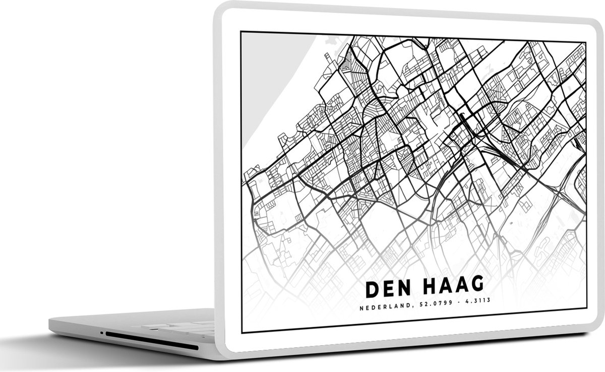 Laptop sticker - 14 inch - Kaart - Den Haag - Nederland - 32x5x23x5cm - Laptopstickers - Laptop skin - Cover
