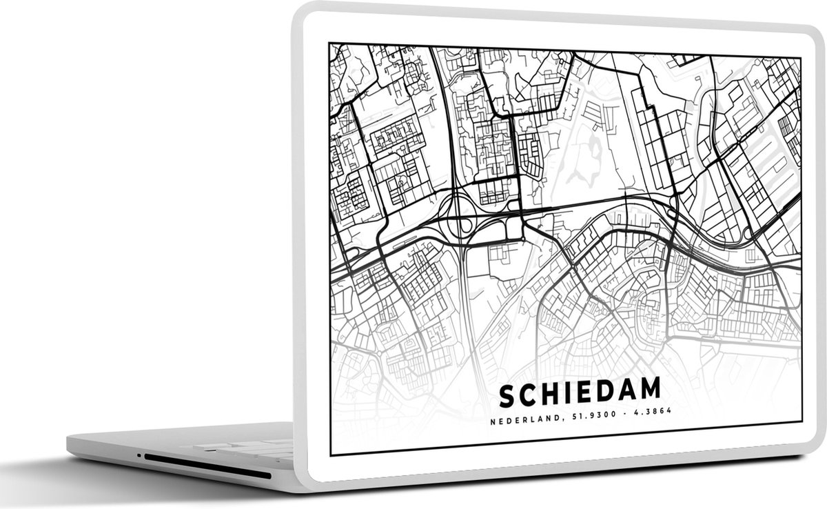 Laptop sticker - 13.3 inch - Kaart - Nederland - Schiedam - 31x22,5cm - Laptopstickers - Laptop skin - Cover