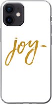 Geschikt voor iPhone 12 hoesje - Kerst - Joy - Goud - Spreuken - Quotes - Siliconen Telefoonhoesje