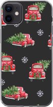 Geschikt voor iPhone 12 mini hoesje - Kerst - Kerstboom - Auto - Design - Siliconen Telefoonhoesje