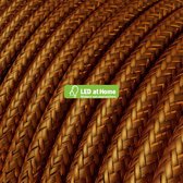 LEDatHOME – 2 aderige - Ronde glinsterende elektrische kabel bedekt met Rayon effen kleur stof koper  – 5 meter | Van buiten SCHITTEREND, van binnen SUBLIEM!