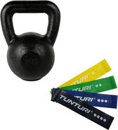 Tunturi - Fitness Set - Weerstandsbanden 4 stuks - Kettlebell 16 kg