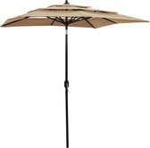 vidaXL Parasol 3-laags met aluminium paal 2x2 m taupe