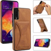 Samsung Galaxy A50 Lederen Hoesje | Back Cover Telefoonhoesje | Pasjeshouder | Bruin