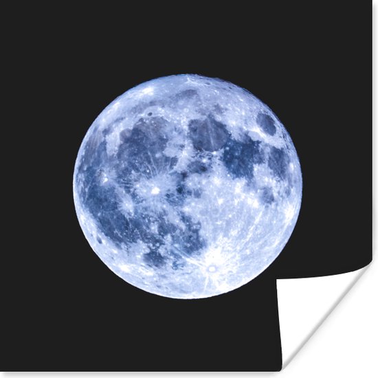 Perfecte weergave van de maan in het zwarte heelal poster 100x100 cm - Foto print op Poster (wanddecoratie woonkamer / slaapkamer)