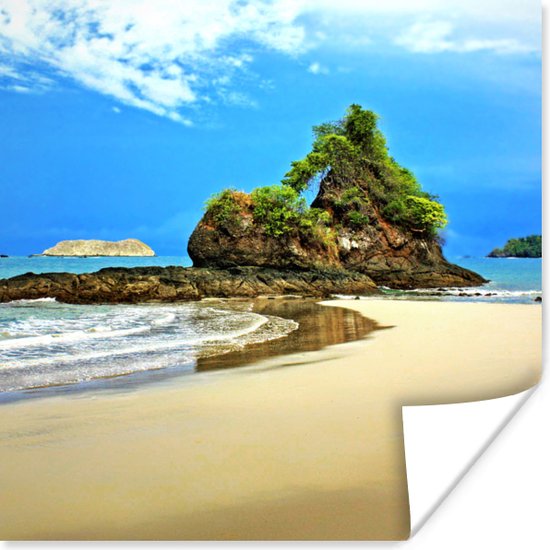 Paradijs op het strand van Costa Rica poster papier 50x50 cm - Foto print op Poster (wanddecoratie woonkamer / slaapkamer) / Wilde dieren Poster