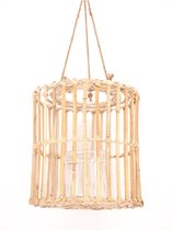 Kandelaars - lantaarn bamboe ø28x28cm met glas - natural - 28x28x
