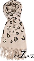 zaZa'z - Sjaal - Langwerpig - Beige - Goud - Panter - Cheetah - Franjes -  180x70cm