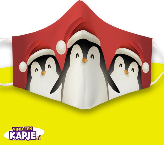 Pinguïn trio - Kerstkapje - Kerst mondkapjes