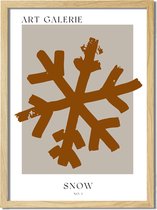 Kerstposter ART GALERIE Snow - Terracotta A3 + fotolijst blank hout 29,7x42cm