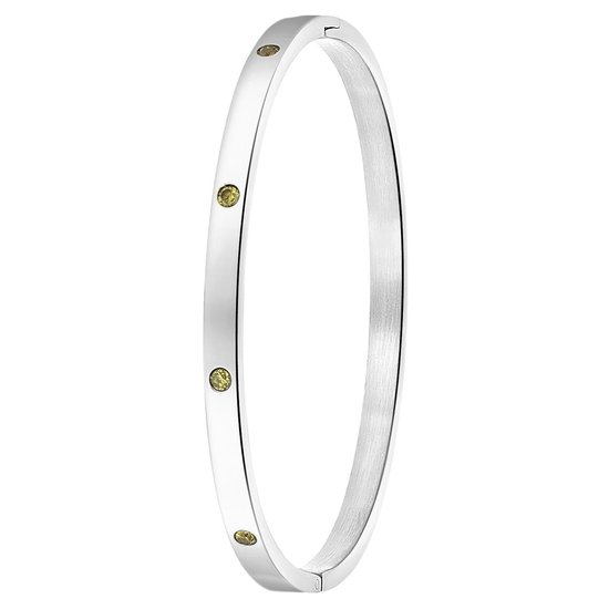 Lucardi - Dames armband bangle geboortestenen - Staal - Armband - Cadeau - Stijlvol - Goudkleurig
