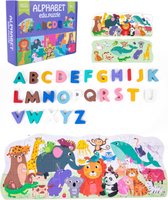 Alfabet puzzel 76 delig - Legpuzzel - Vanaf 3 jaar - Kinderpuzzels - Eerste Engelse woordjes - Montessori speelgoed - Educatief speelgoed -