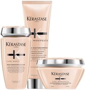 Kérastase Curl Manifesto Krullend haar pakket  - Krultype 3 / 4 - Bain Hydratation Douceur Shampoo 250ml - Masque Beurre Haute Nutrition 200ml - Crème De Jour - Leave-in Conditione