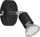 LED Wandspot - Torna Pamo - GU10 Fitting - 1-lichts - Rond - Mat Zwart - Aluminium