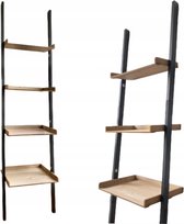 Ladderrek zwart bamboe - ladderrek zwart - ladderrek - kasten - wandkast - wandrek - opbergrek zwart - opbergrek - houten ladder -