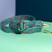 STRAP FLOWER POWER GREEN Bag strap - Festival tassenriem - Schouderband - Schouderriem tas - Tassen riem - Tas hengsel - Tassen band - gitaar strap - cameratas band - cross body - verstelbare