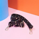 STRAP LEATHER BLACK GOLD STUDS