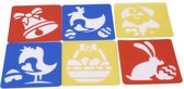 Teken sjablonen voor uw kind – Tekenen – Sinterklaas cadeau – Stencils – Bel – Kip– Paasei – Vogel – Mandje – Paashaas – 6 stuks